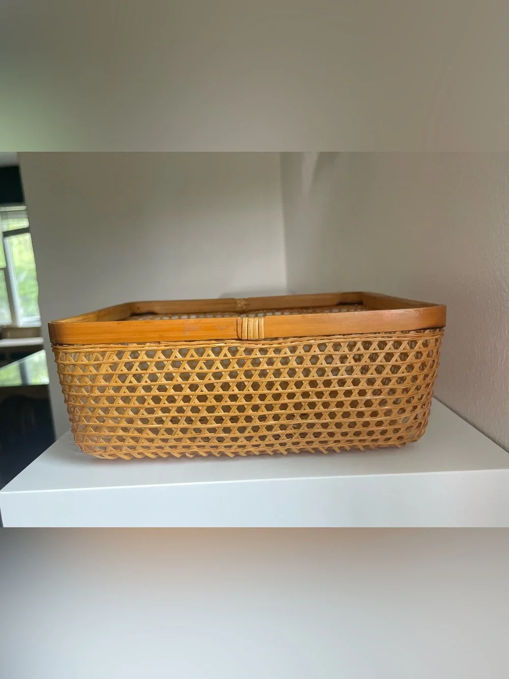 Woven Rattan Rectangular Basket - Picture 10 of 13